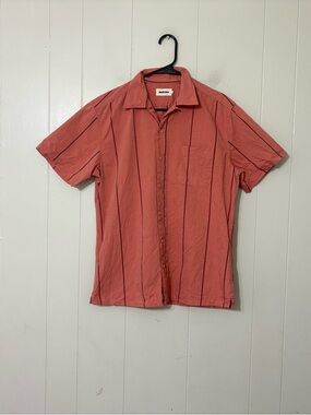 Taylor Stitch Hawthorne Shirt Coral Stripe Short Sleeve Button Up Size 40